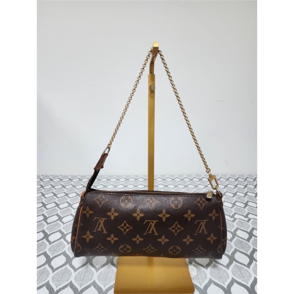 Authentic LOUIS VUITTON Monogram Canvas Eva Clutch/ Crossbody Bag Brown - Picture 3 of 16